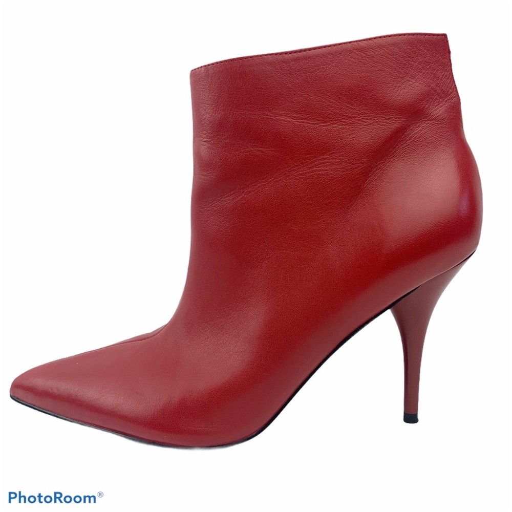 Marc Fisher Red Leather Pointed-Toe Ankle Booties
